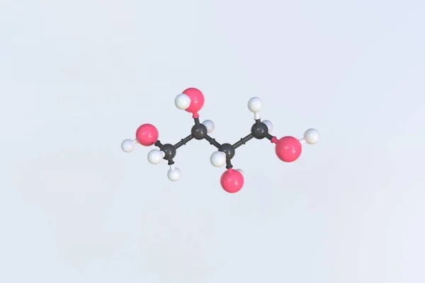 Molécula de eritritol, modelo molecular isolado. Renderização 3D — Fotografia de Stock