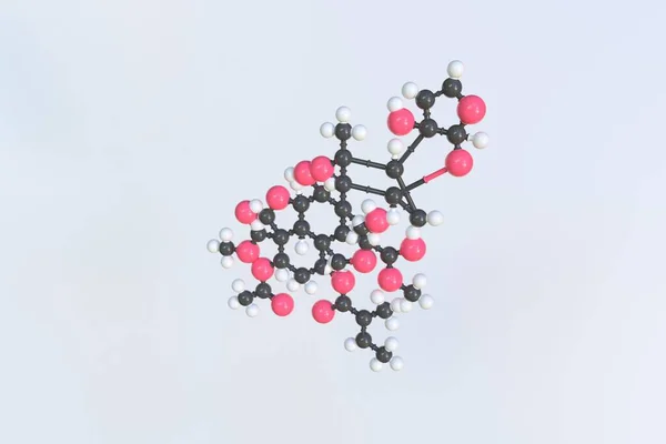 Azadyrachtyna jest cząsteczką, odizolowanym modelem molekularnym. Renderowanie 3D — Zdjęcie stockowe