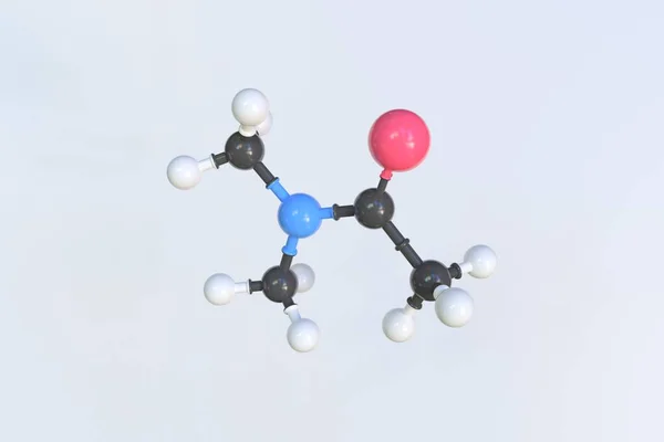 Molekül von n, n-Dimethylacetamid, isoliertes molekulares Modell. 3D-Rendering — Stockfoto