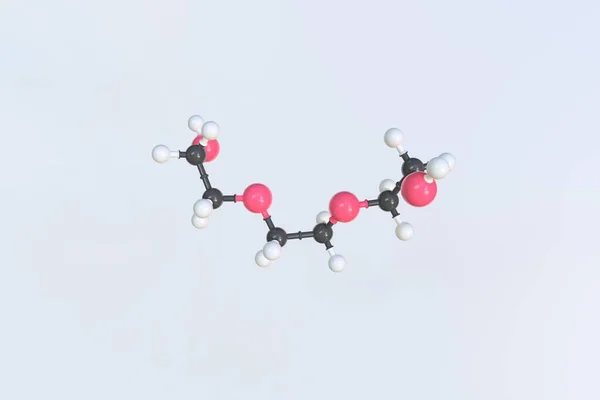 Triethylene glycol molecule made with balls, isolated molecular model. 3D rendering — Stock Photo, Image