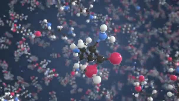 Molécule d'ornithine, modèle moléculaire isolé. Boucle animation 3D ou arrière-plan de mouvement — Video