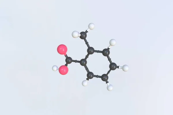 Molécula de ácido O-toluico feita com bolas, modelo molecular isolado. Renderização 3D — Fotografia de Stock