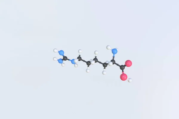 Homoargininová molekula vyrobená z kuliček, vědecký molekulární model. 3D vykreslování — Stock fotografie
