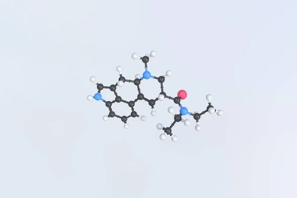 Molekula lsd, izolovaný molekulární model. 3D vykreslování — Stock fotografie