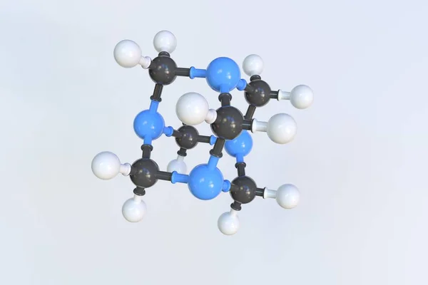 Molekula hexaminu, izolovaný molekulární model. 3D vykreslování — Stock fotografie