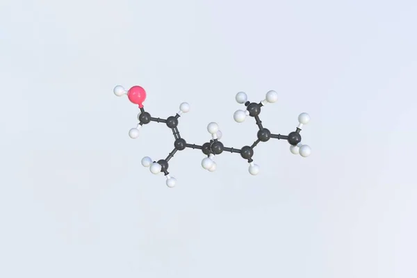 Molécula de geraniol hecha con bolas, modelo molecular aislado. Renderizado 3D — Foto de Stock