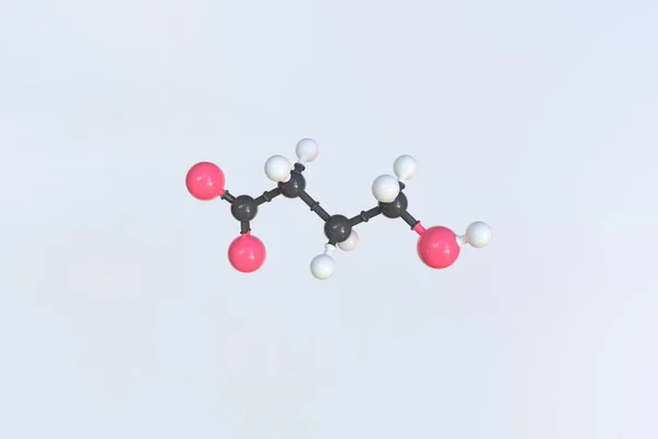 Γ-羟丁酸酯分子分子，分离分子模型。3D渲染 — 图库照片