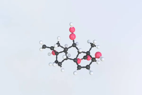 기 버릴 릭 산 분자, 고립된 분자 모델. 3D 렌더링 — 스톡 사진