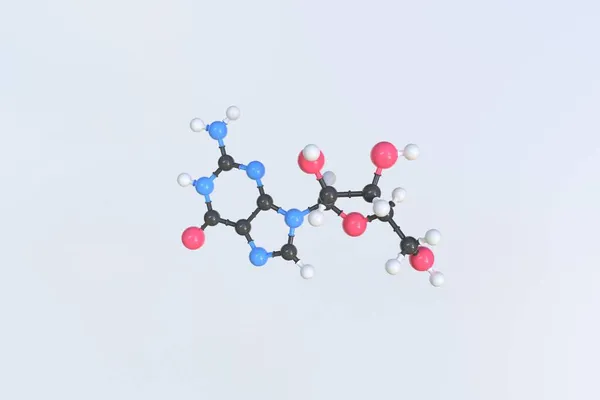 Molécula de guanosina, modelo molecular científico, animación en bucle 3d —  Fotos de Stock