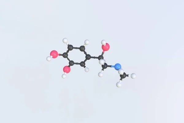 Molekula epinefrinu. Izolovaný molekulární model, 3D vykreslování — Stock fotografie
