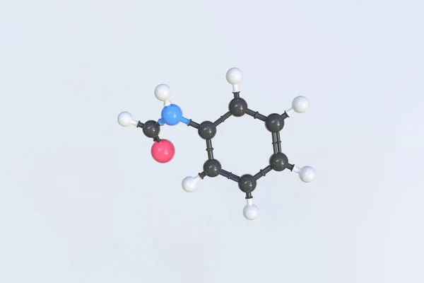 Molecola di formanilide fatta con palline, modello molecolare scientifico. Rendering 3D — Foto Stock