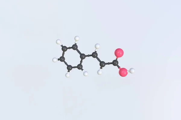 Cinnamic acid molecule, isolated molecular model. 3D rendering — Stock Photo, Image