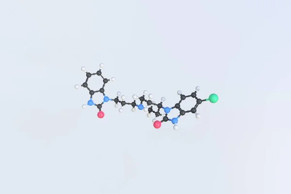 Domperidone molekülü, bilimsel moleküler model, 3d döngü animasyonu — Stok fotoğraf