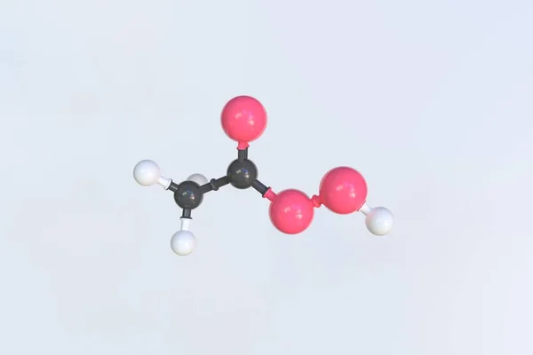 Molécule d'acide peroxyacétique faite avec des boules, modèle moléculaire scientifique. rendu 3D — Photo