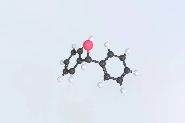 Cząsteczka difenylometanolu wykonana z kulek, naukowy model molekularny. Renderowanie 3D — Zdjęcie stockowe