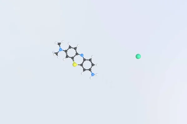 아세 르 분자 모델 (Molule of azure): 고립된 분자 모델. 3D 렌더링 — 스톡 사진