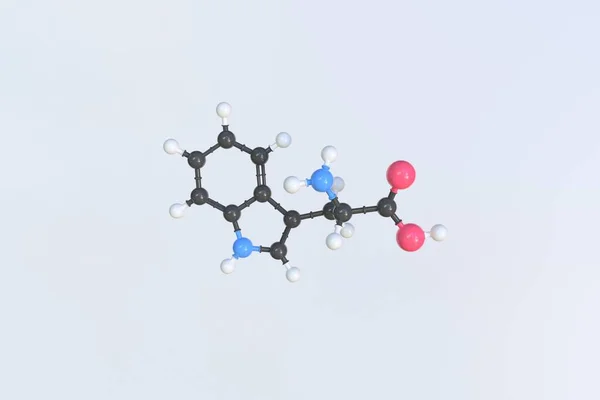 Molekyl av tryptofan, isolerad molekylär modell. 3D-rendering — Stockfoto