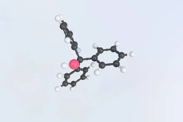 Toplardan yapılmış trifenilmetanol molekülü, izole edilmiş moleküler model. 3B görüntüleme — Stok fotoğraf