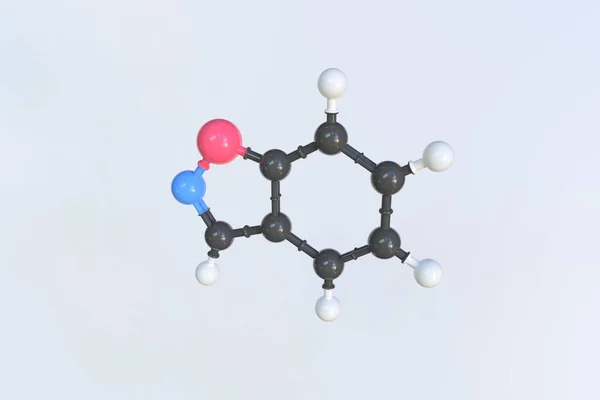 ベンゾキサゾール分子。分離分子モデル。3Dレンダリング — ストック写真