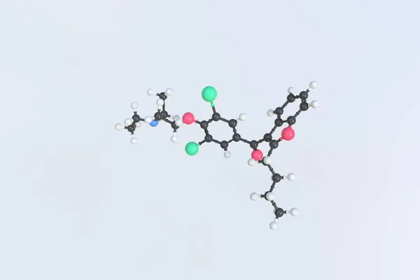 Amiodarone的分子。孤立分子模型，3D渲染 — 图库照片