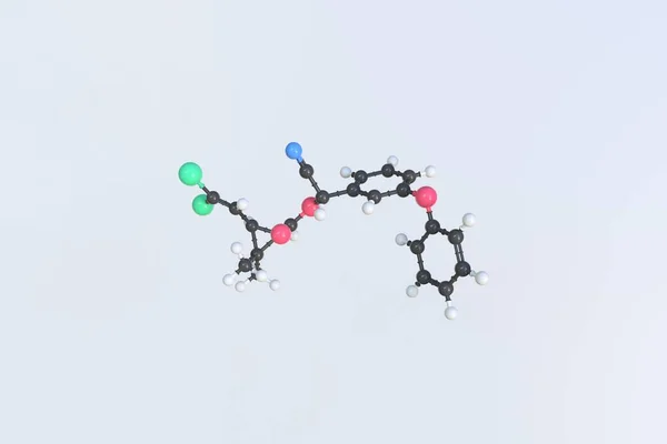 Deltamethrin-Molekül aus Kugeln, isoliertes molekulares Modell. 3D-Rendering Stockbild