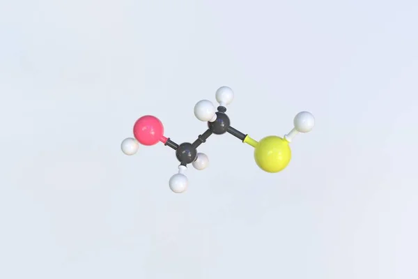 Molécula de 2-mercaptoetanol, modelo molecular aislado. Renderizado 3D — Foto de Stock
