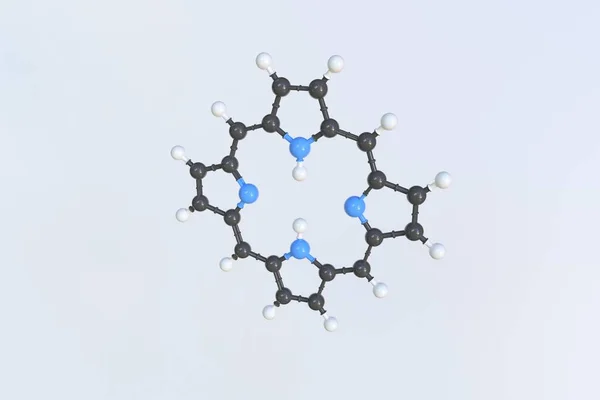 Porphyrin molecule made with balls, isolated molecular model. 3D rendering — Stock Photo, Image