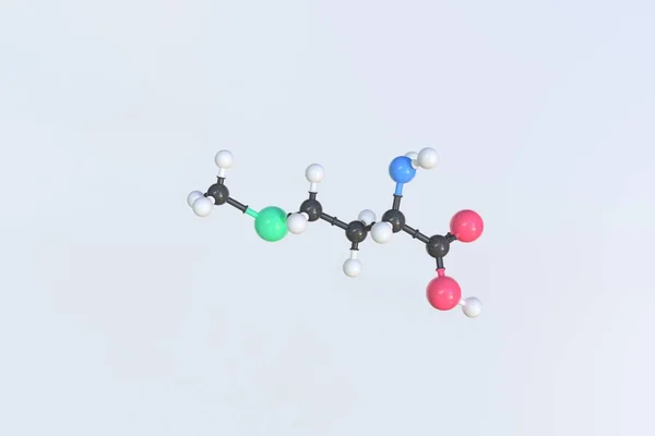 Molécule de sélénométhionine fabriquée avec des boules, modèle moléculaire isolé. rendu 3D — Photo