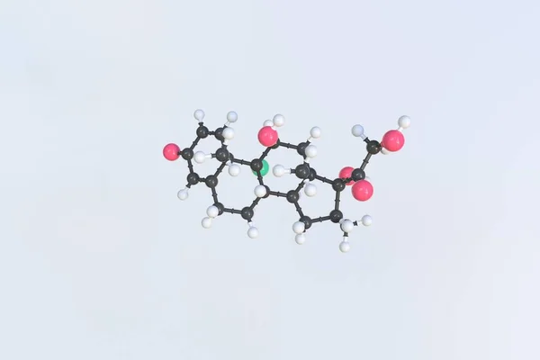 Dexametazon molekula, tudományos molekuláris modell, hurok 3D animáció — Stock Fotó
