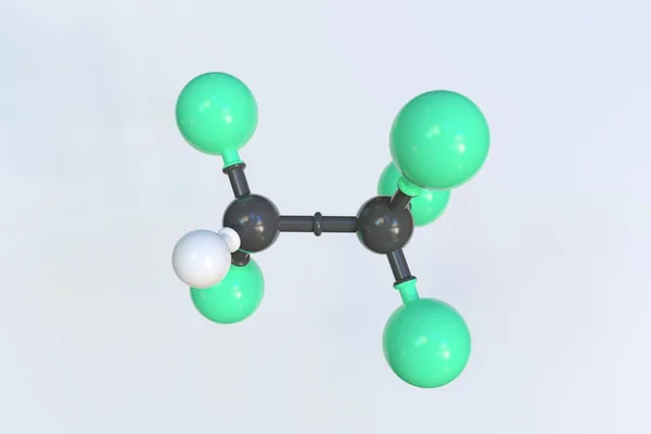 五氟乙烷分子由球制成，科学的分子模型。3D渲染 — 图库照片