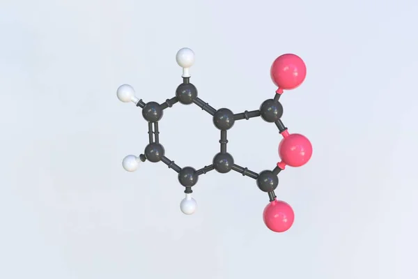 Molécula de anidrido ftálico, modelo molecular isolado. Renderização 3D — Fotografia de Stock