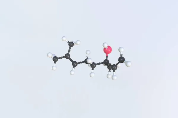 Molekyl av linalool, isolerad molekylär modell. 3D-rendering — Stockfoto
