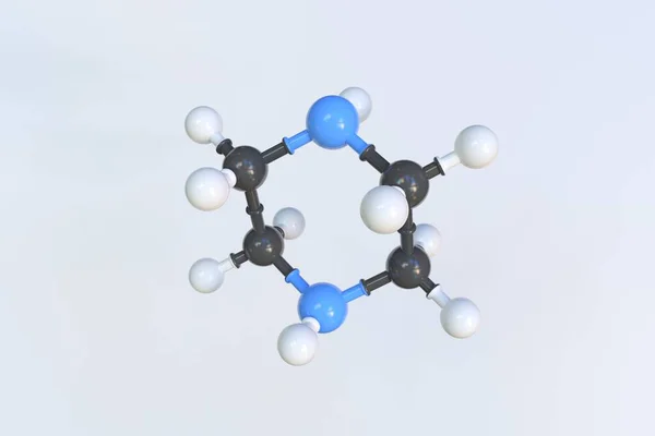 Молекула пиперазина, изолированная молекулярная модель. 3D рендеринг — стоковое фото