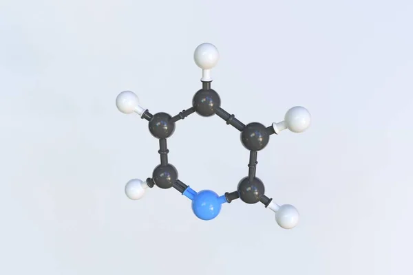 Molecule of pyridine, isolated molecular model. 3D rendering — Stock Photo, Image