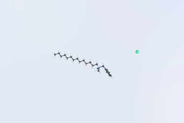 Benzalkónium-klorid molekula. Elszigetelt molekuláris modell. 3D renderelés — Stock Fotó