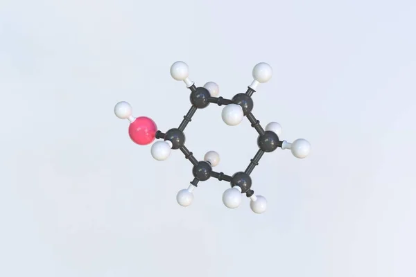 Ciklohexanol molekula, izolált molekuláris modell. 3D renderelés — Stock Fotó