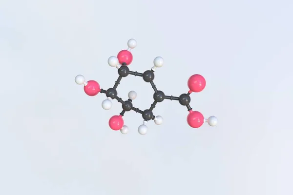 Molécula de ácido shikimic feita com bolas, modelo molecular científico. Renderização 3D — Fotografia de Stock