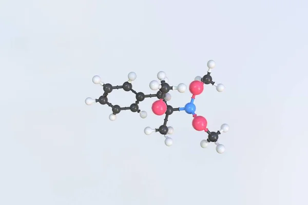 Молекула триметоксиамфетамина, сделанная из шариков, изолированная молекулярная модель. 3D рендеринг — стоковое фото