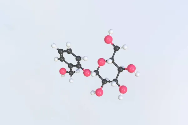 Molekül von Salicin, isoliertes molekulares Modell. 3D-Rendering — Stockfoto
