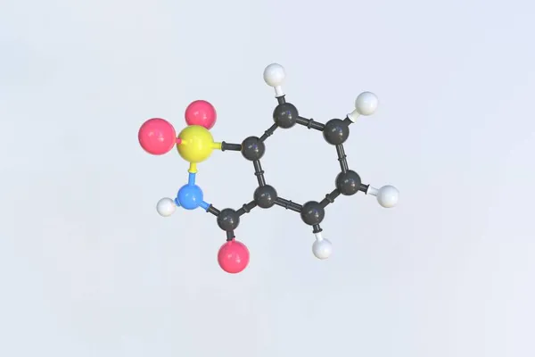 Molécula de sacarina, modelo molecular isolado. Renderização 3D — Fotografia de Stock