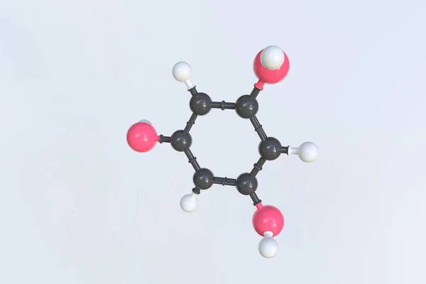 Phloroglucinol molekyl gjord med bollar, vetenskaplig molekylär modell. 3D-rendering — Stockfoto