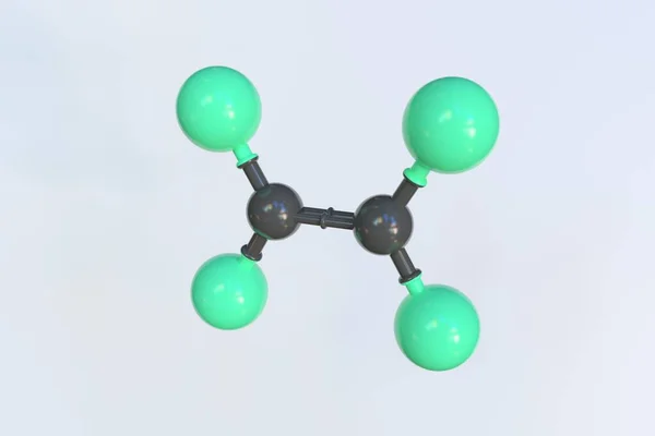 Molécula de tetrafluoroeteno, modelo molecular isolado. Renderização 3D — Fotografia de Stock