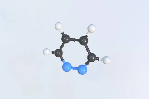 피리다진 분자 모형, 고립된 분자 모델. 3D 렌더링 — 스톡 사진