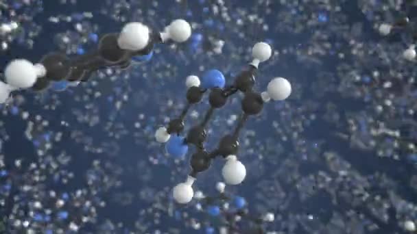 Quinoxaline molecuul gemaakt met ballen, wetenschappelijk moleculair model. Looping 3D animatie of beweging achtergrond — Stockvideo