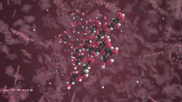 Molecuul van tannine, geïsoleerd moleculair model. Looping 3D animatie of beweging achtergrond — Stockvideo
