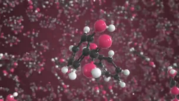 살리실산 분자입니다. 분리 된 분자 모델. 3D 애니메이션 및 모션 배경덮기 — 비디오