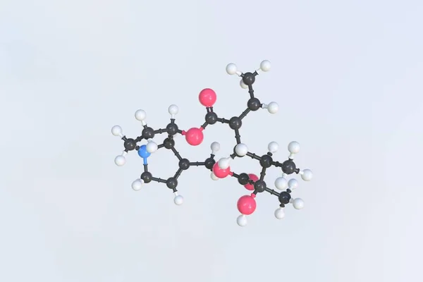 Molekula aureiny, izolovaný molekulární model. 3D vykreslování — Stock fotografie