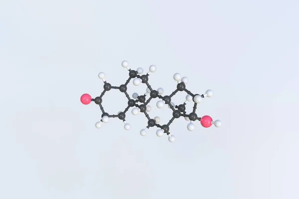 Molekuła testosteronu. Odizolowany model molekularny. Renderowanie 3D — Zdjęcie stockowe