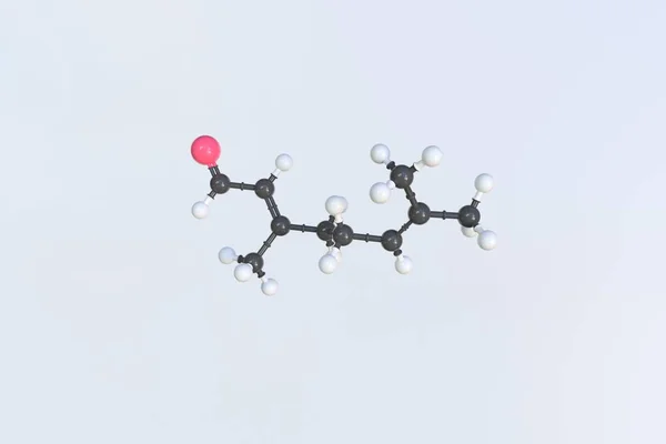 Molecola citrale realizzata con palline, modello molecolare scientifico. Rendering 3D — Foto Stock