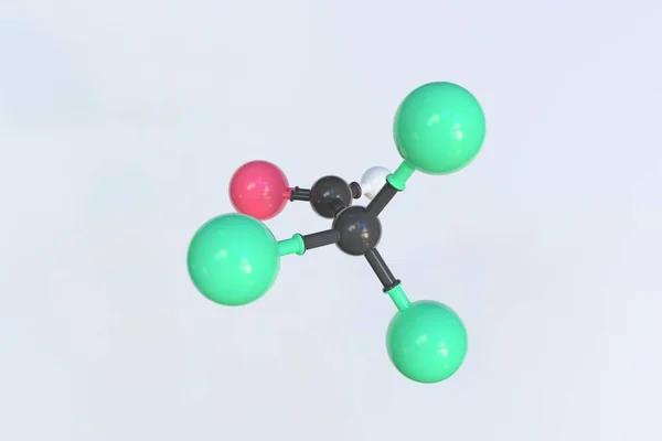 氯分子，分离分子模型。3D渲染 — 图库照片